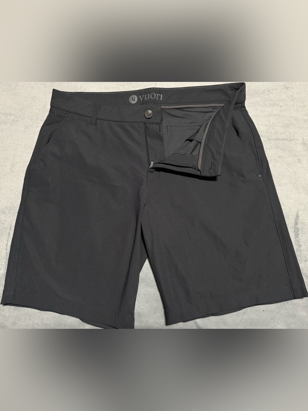 Vuori Men's charcoal golf shorts. 34” waist.